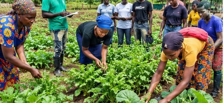 Women and youth in a farmer field school